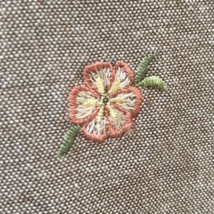 14P tiki hut/flower embroidered pants, stone brown color. Alfred Dunner